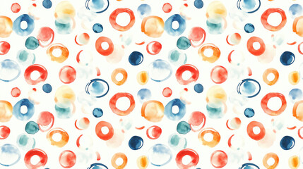 Seamless round watercolor frame pattern featuring circular shapes on a clean white backdrop handcrafted artistry