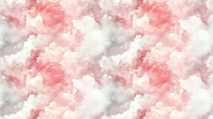 Fototapeta premium Seamless pattern of gentle spring ink wallpapers featuring macro clouds and light tone foil marble texture in white and pink ideal for interior design and artistic projects