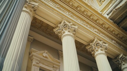 Obraz premium Ornate columns and gilded ceiling of a grand building.