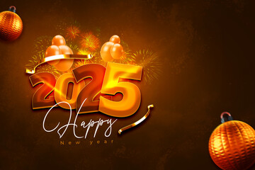 Happy New Year celebration banner and background design