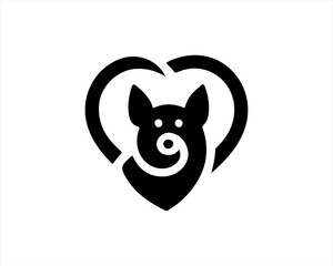 Dog head logo icon. Silhouette simple. Flat style. Black dog face.Dog logo design template. Vector illustration Animal Logotype concept. 