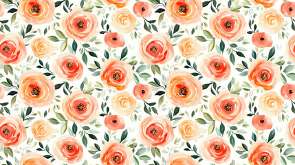 Seamless watercolor floral pattern featuring delicate hues ideal for textile design and feminine aesthetics