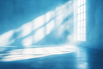Obraz premium Azure Serenity: Sunlit Room with Blue Walls 