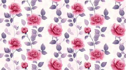 Seamless pattern featuring delicate pink rose vines in a minimal vintage style perfect for floral design projects