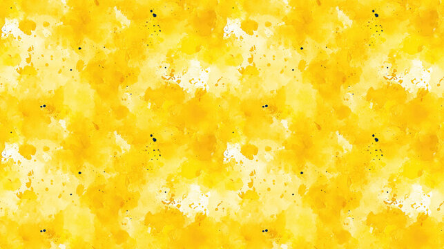 Bright yellow watercolor abstract seamless pattern featuring paint spots and splashes ideal for graphic design and decoration with customizable text space