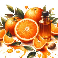 오렌지, 단면, 수채화 (orange, section, water colour)