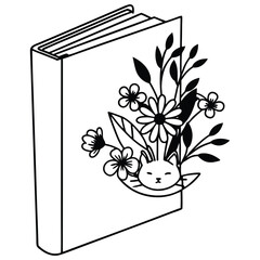 book flower silhouette vector 
