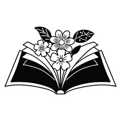 book flower silhouette vector 