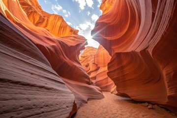Breathtaking Orange and Red Sandstone Walls Undulating in Majestic Desert Landscape Formation
