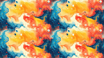 Hand drawn marbling pattern featuring vibrant watercolor stains ideal for cover design or party invitations