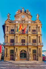 facade of the building of the city hall, Pamplona, Navarre, Spain, Europe, September 2024