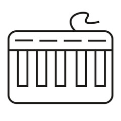 A small piano-shaped icon design that can be used as a symbol for instruments, music, education, or other editing tools.