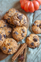 sweet home made pumpkin chocolate chip cookies