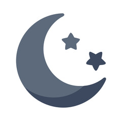 Crescent moon and stars illustration, Minimalist illustration of a crescent moon with surrounding stars, symbolizing night, sleep, and calm in a soft, simple style.