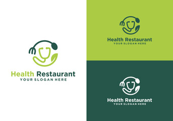 health restaurant logo. design template for green restaurant, restaurant logo for natural health