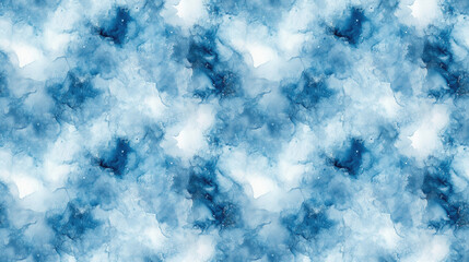 Obraz premium Seamless winter blue marble ink pattern on a crisp white watercolor background perfect for artistic projects or craft designs