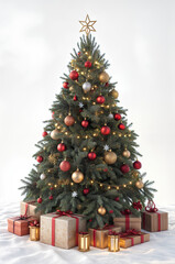 Festive Christmas tree with gifts