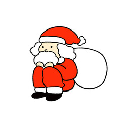 プレゼントを持って座るサンタさんのイラスト