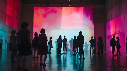 Mesmerizing Abstract Silhouettes Amid Vibrant Projection Display