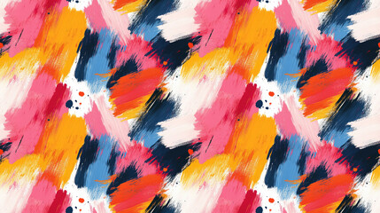 Fototapeta premium Seamless brushed abstract pattern featuring bold paint strokes and vibrant colors perfect for textile design and artistic projects