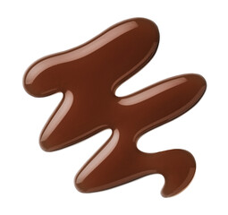 Dark chocolate sauce swirl isolated on white background