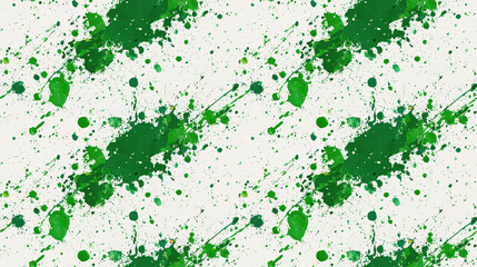 Obraz premium Seamless green paint splatter texture on white paper artistic backdrop for creative design