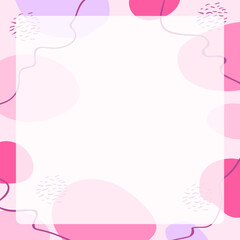 Abstract square background in pastel and vibrant colors with curved lines. Modern geometric Memphis texture. Stock vector illustration in minimalist simple doodle style