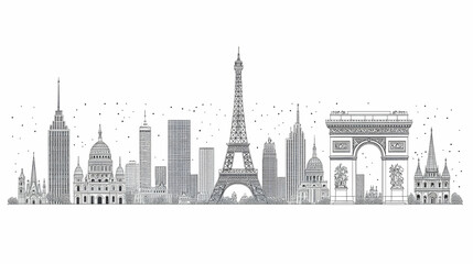 Fototapeta premium Paris Skyline Illustration