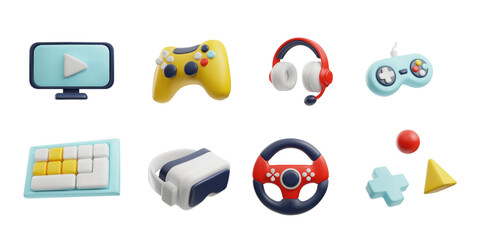 Game metaverse. Set in 3D style. © sabelskaya