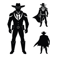 flat design cowboy silhouette illustration full