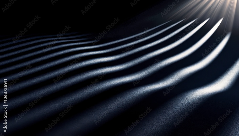 Leinwandbilder A serene display of light and shadow creating rippling patterns on a dark surface, evoking a sense of calm and depth.