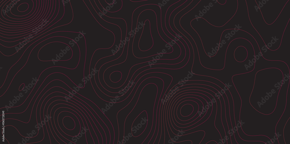Aufkleber Abstract black colorful gradient Topographic line map pattern background. Contour elevation topographic and textured Background Modern design with black background with topographic wavy Patte and dot	