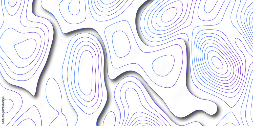 Poster Abstract white colorful gradient Topographic line map background. Contour elevation topographic and textured Background Modern design with White background with topographic wavy pate for decoration.	
