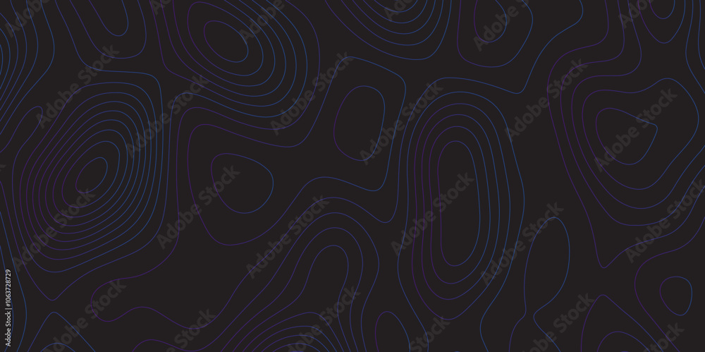 Leinwandbilder Abstract black colorful gradient Topographic line map pattern background. Contour elevation topographic and textured Background Modern design with black background with topographic wavy Patte and dot	