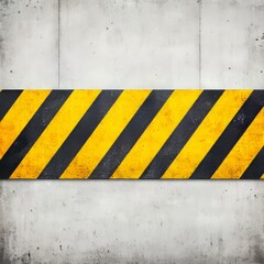 Fototapeta premium A textured concrete background featuring a yellow and black striped caution sign.