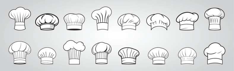 Set of chef hat vector illustrations.