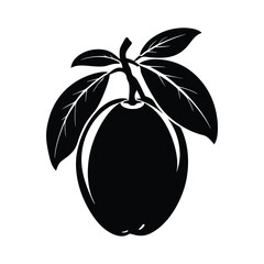 loquat fruit silhouette vector icon for a tropical fruit design
