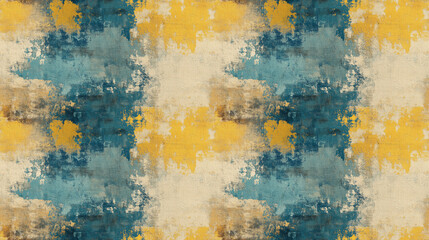 Obraz premium Seamless abstract textured pattern featuring blue yellow and brown hues on old canvas ideal for art texture and vintage design