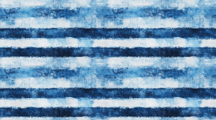 Seamless pattern of sky dyed art batik with navy repeating stripes and indigo grunge background ideal for fabric design or home decor