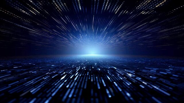 High speed data transfer, broadband data network, fast fiber optic connection, digital lines perspective, motion effect