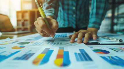 Obraz premium A small business owner using advanced predictive analytics and AI tools for strategic planning, forecasting market trends, and making data-driven decisions to scale their company
