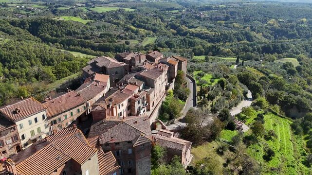 The medieval village of Monteleone d'Orvieto in Umbria, Terni, Italy.
A panoramic view of the ancient village, a tourist destination for foreigners and vacationers.
