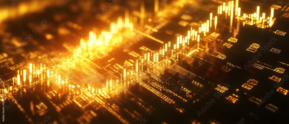 Aufkleber golden abstract data growth visualization