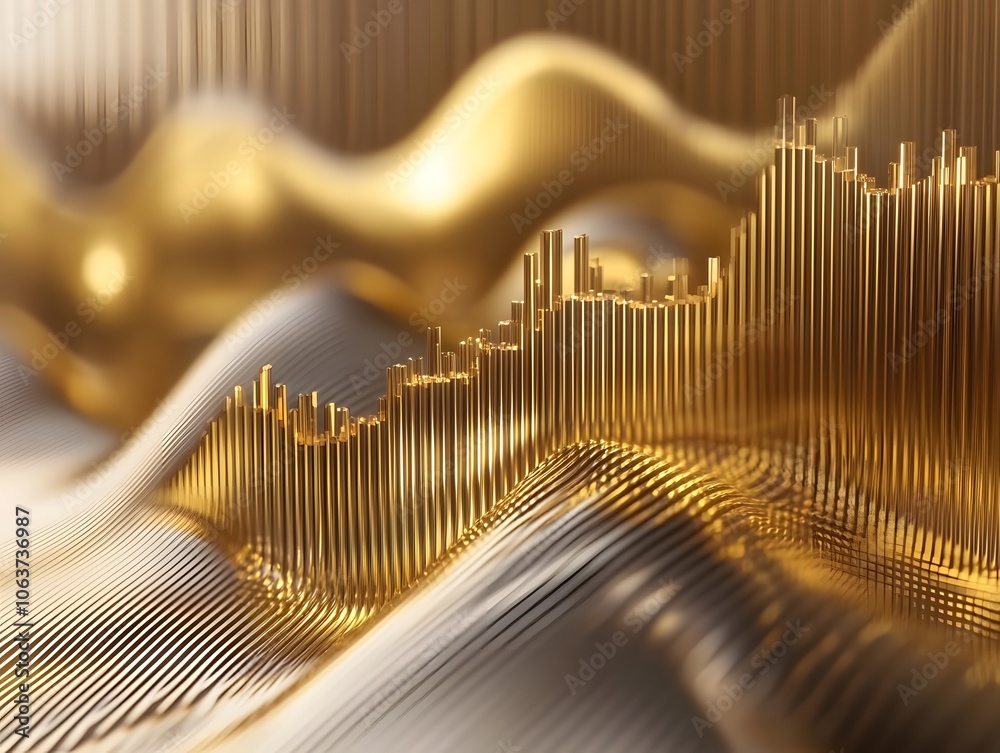 Poster abstract growth patterns in golden waves