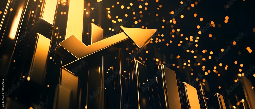 Poster dynamic growth arrow with golden background