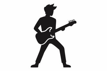 Vector silhouette of guitarist.