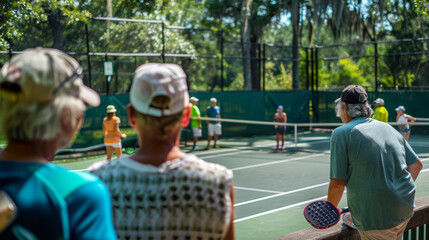 Fototapeta premium Supportive Crowd Watching Exciting Pickleball Game