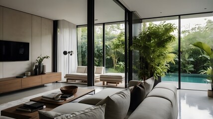 Sleek Architectural Home with Pool and Garden for Ultimate Relaxation