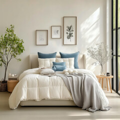 Scandinavian style interior design of modern bedroom