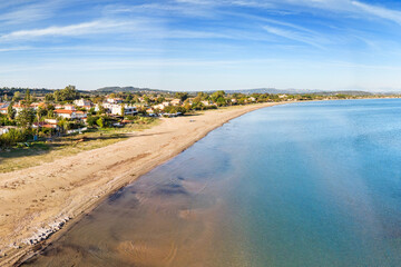 The beach of Katakolo seaside town near Olympia, Greece